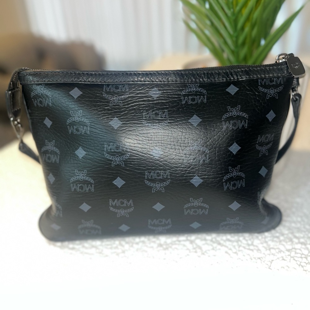Authentic MCM Black Logo Pattern Leather Bag